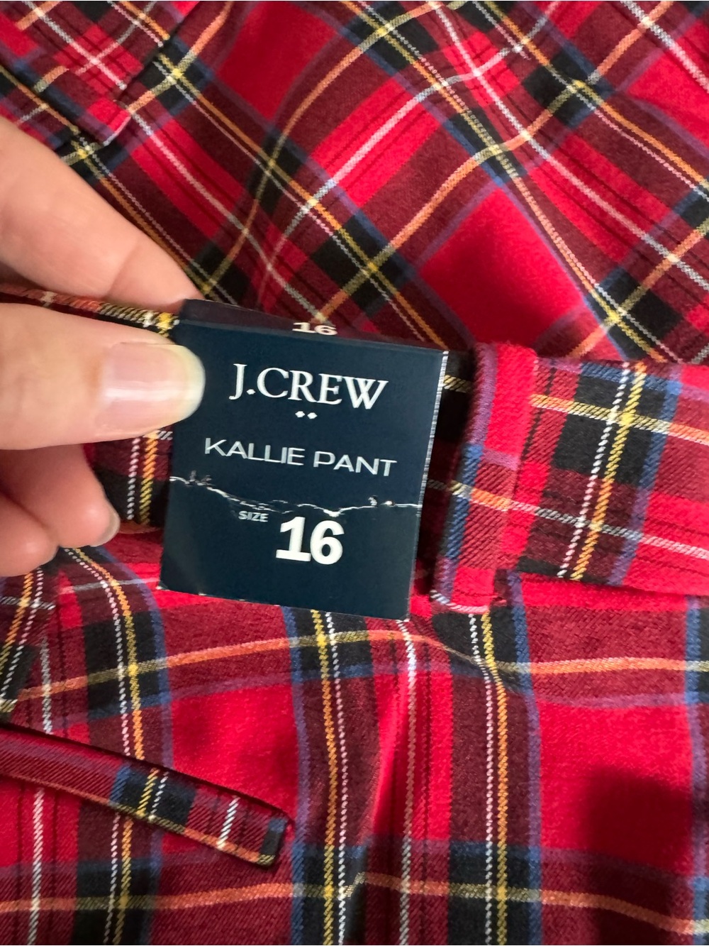 J. Crew Red Plaid Kallie Pants